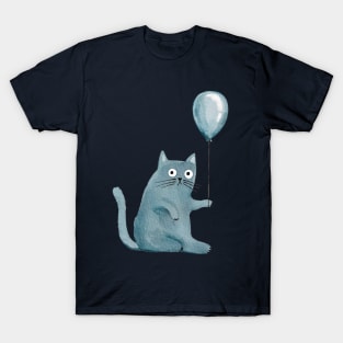 Watercolor cat with balloon Happy Birthday T-Shirt